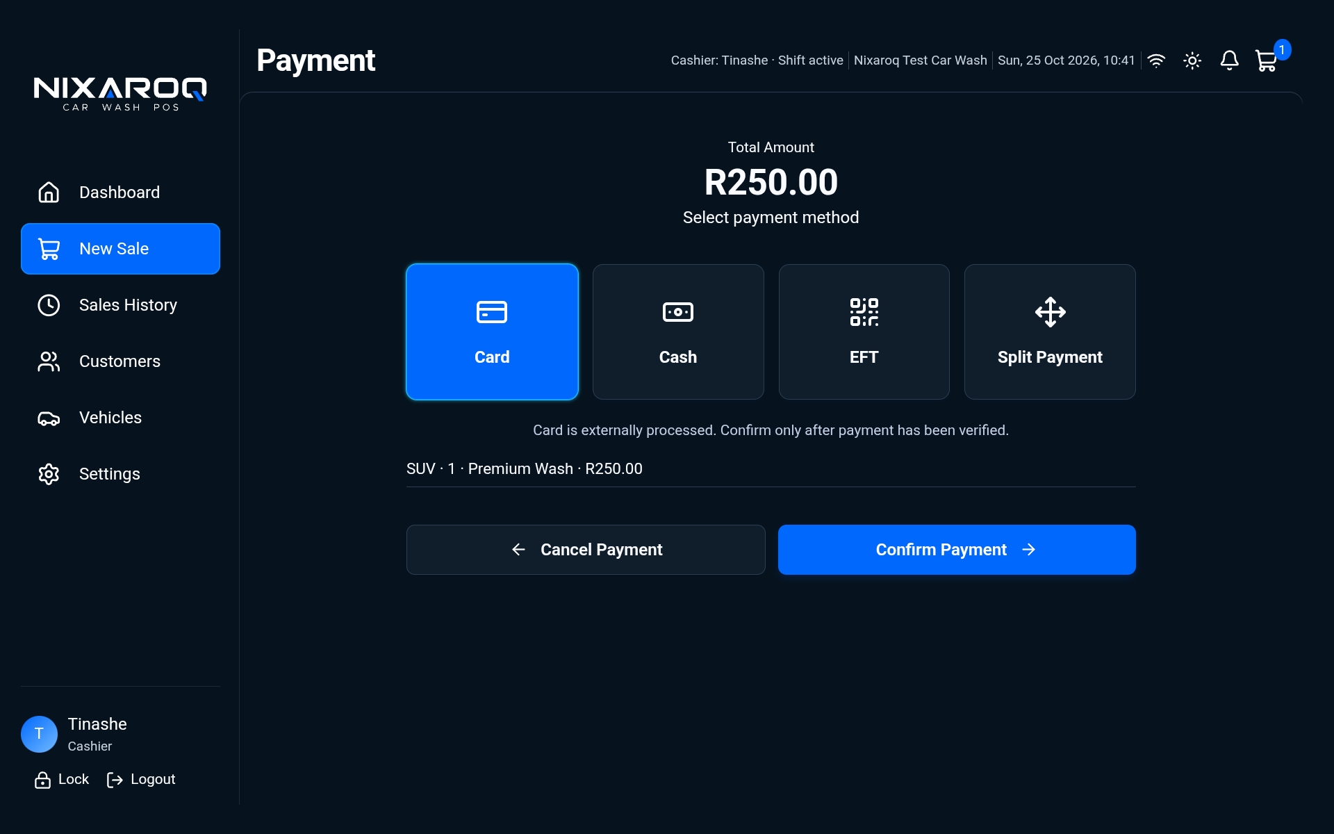 Cashier POS: Checkout, genuine Nixaroq application screenshot